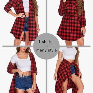NWT women’s shirt dress. Lightweight plaid flannel roll up sleeves and pockets